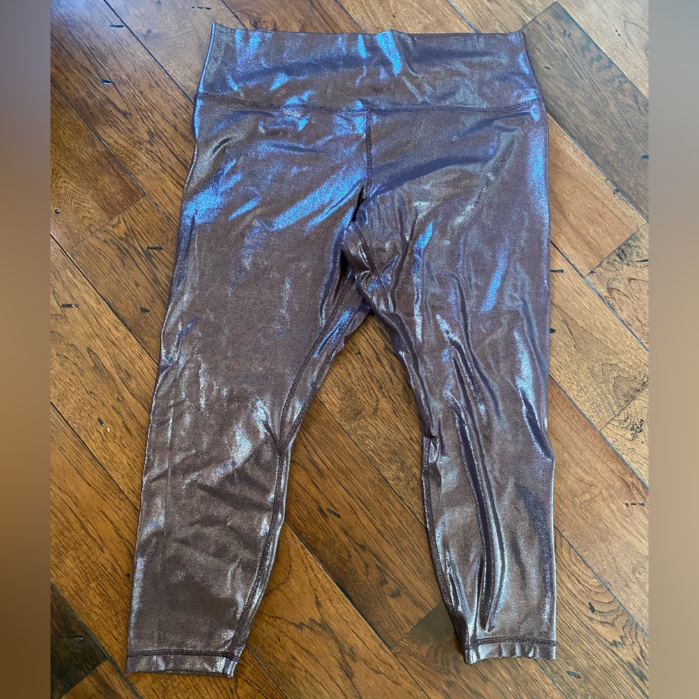 Lululemon Align HR Pant 25" Shine Nulu Foil French Press Brown Sz 18